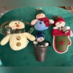 Festive Fabric Snowman Decor Set of 4